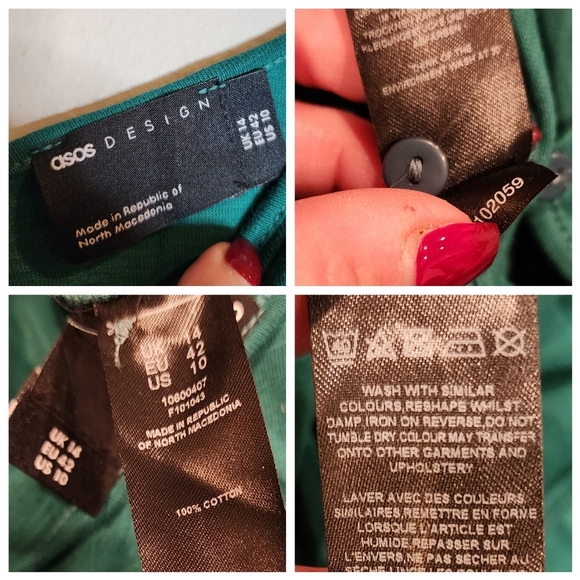 ASOS Green Wideleg Crop Jumper Jumpsuit Cotton Size 10 Stretch Waist - Picture 3 of 12